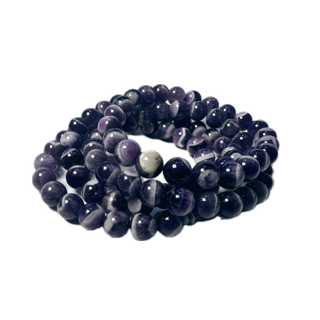 Chevron Amethyst Beaded Bracelet