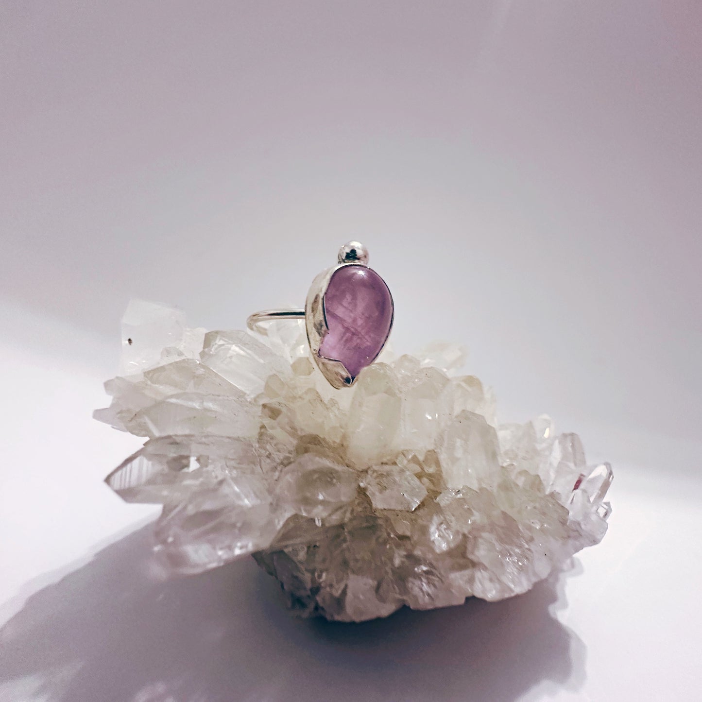 Kunzite Teardrop Ring