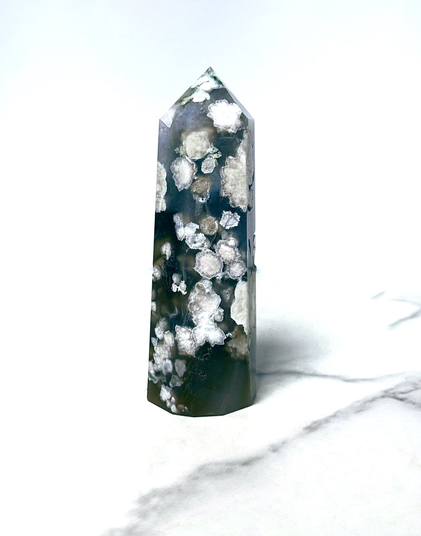 Black Flower Agate Towers