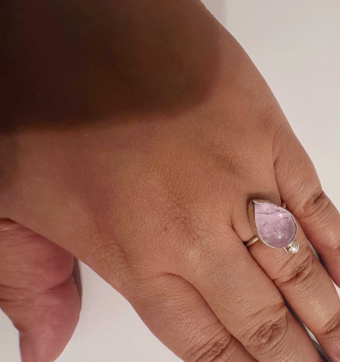 Kunzite Teardrop Ring