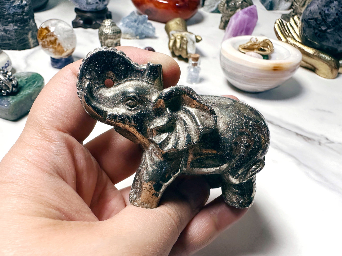 Pyrite Elephant Talisman