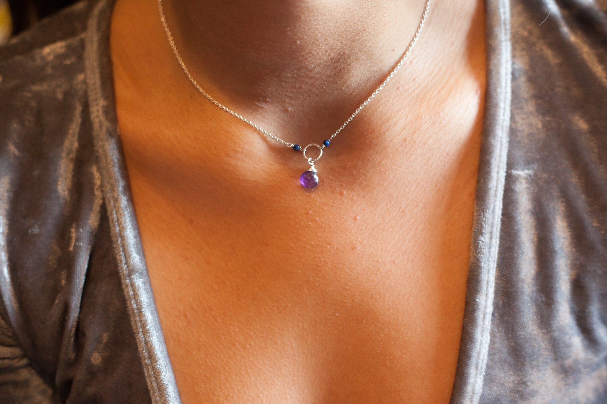 Amethyst Clavicle Necklace - Luni