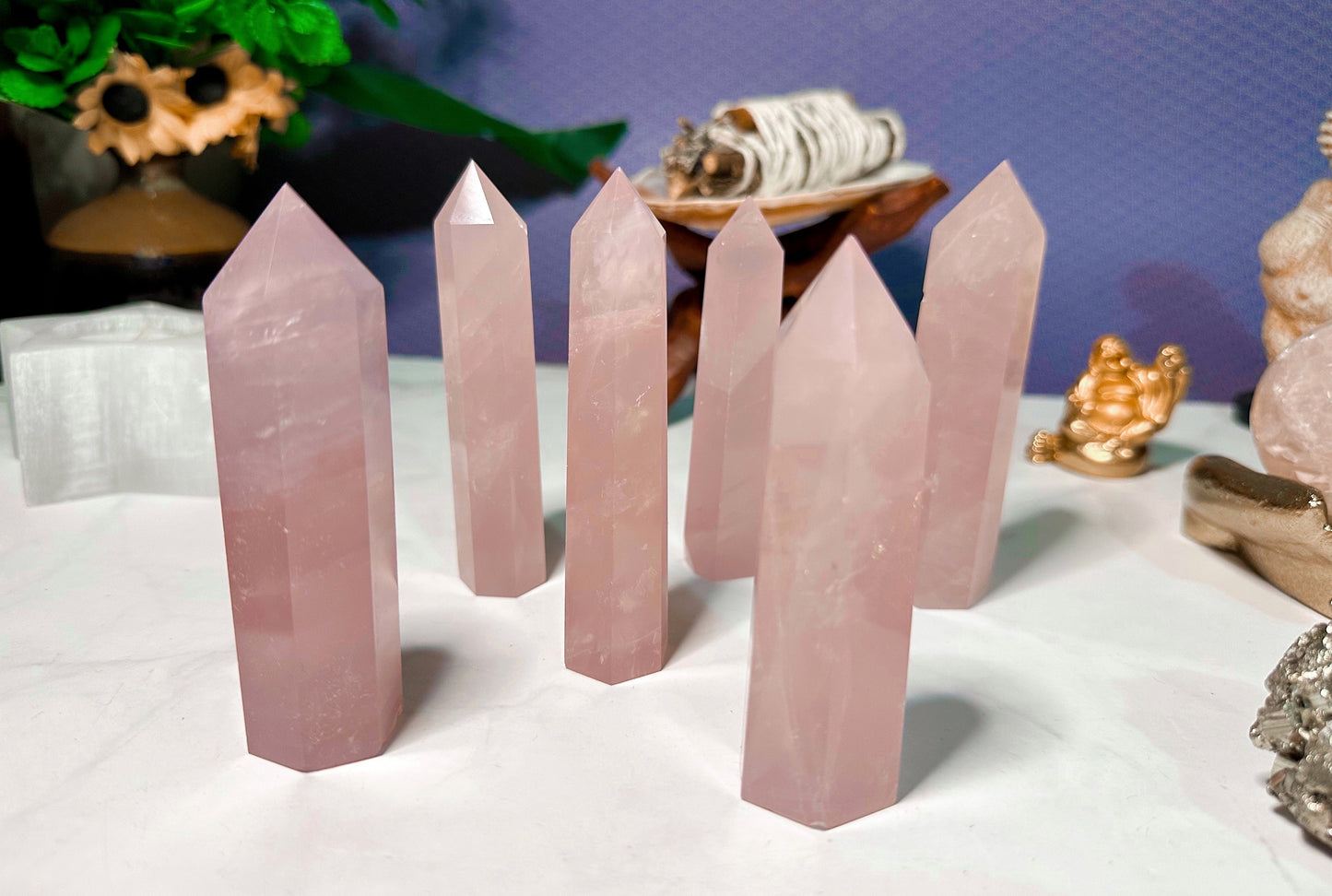 Mini Rose Quartz Towers