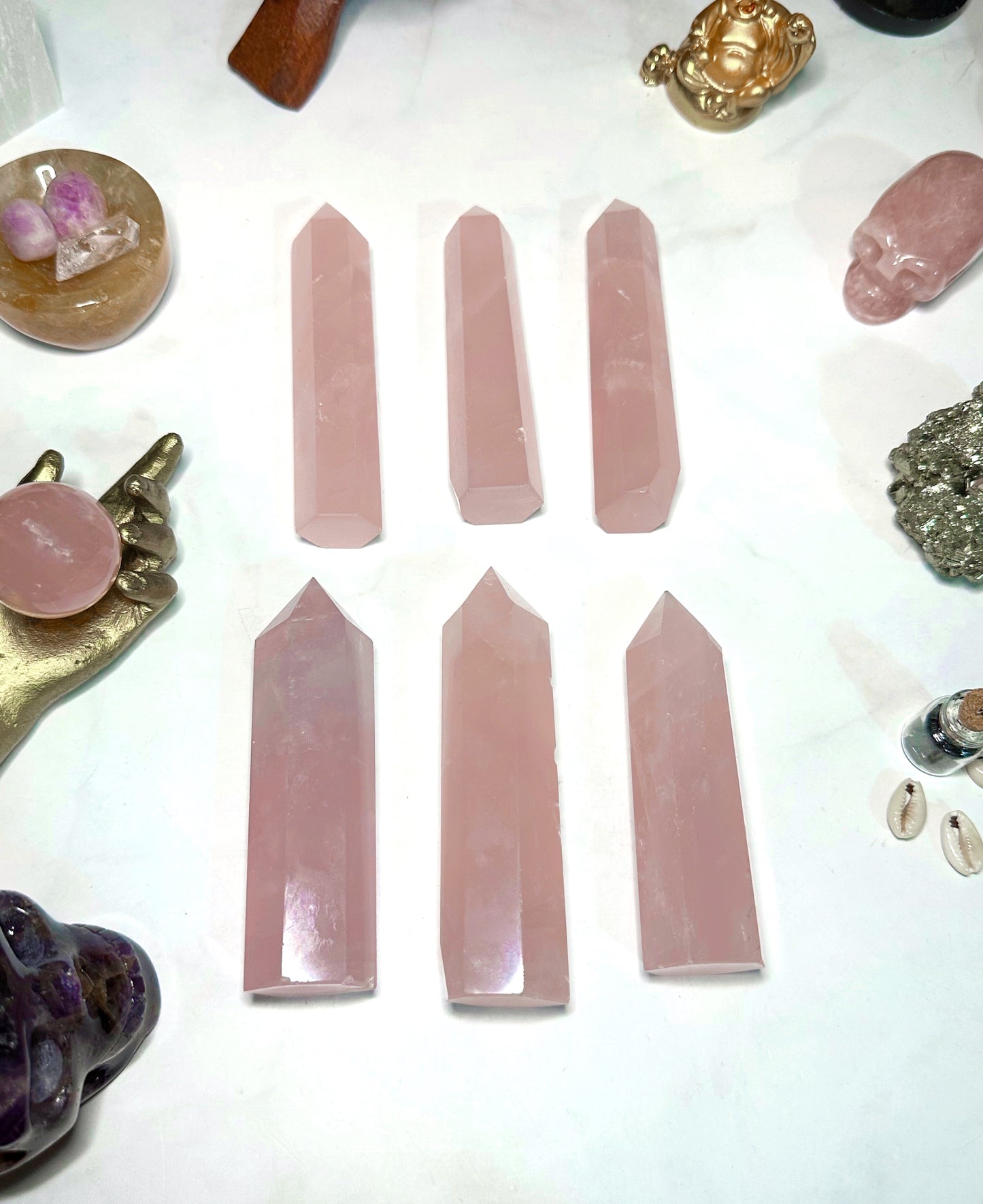 Mini Rose Quartz Towers