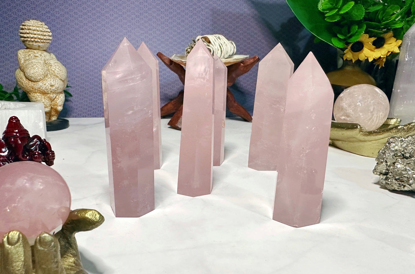 Mini Rose Quartz Towers